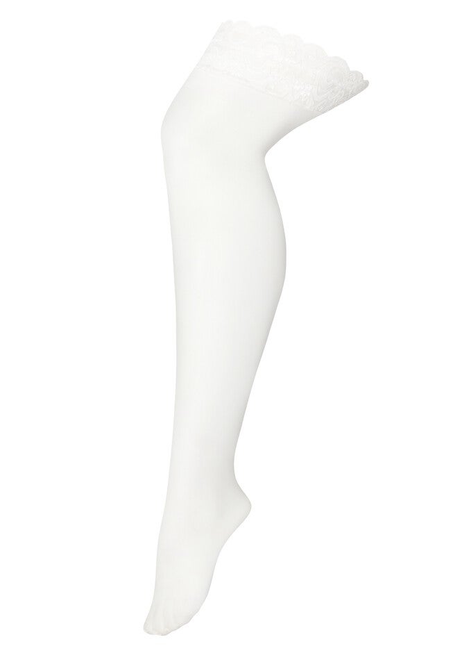 Lace Top Hold Ups - champagne, WHITE, on-hover image number null