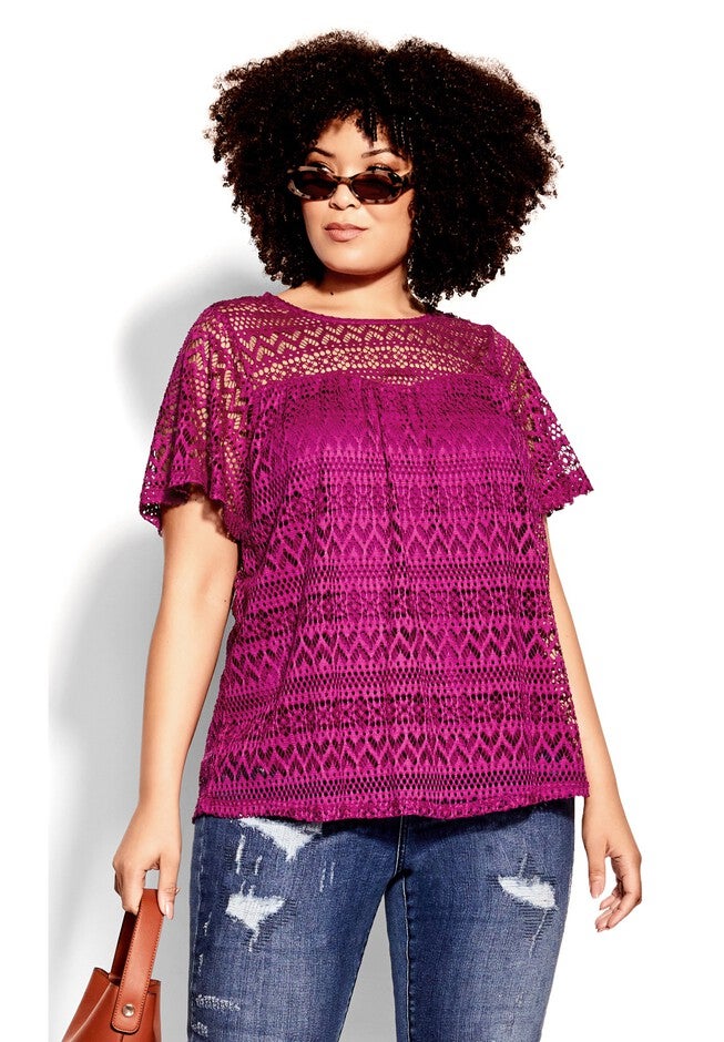 Serenity Short Sleeve Top - cerise, PINK, hi-res image number 0