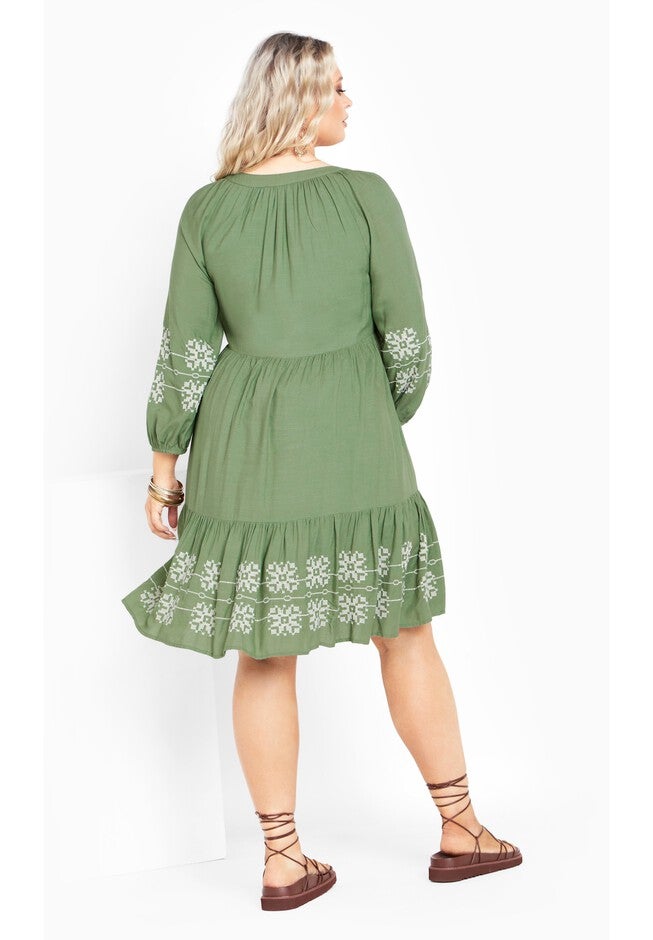 Lady Luxe Embroidered Dress, MOSS, on-hover image number null
