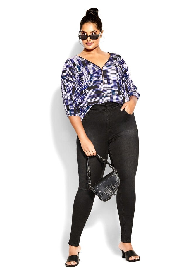 Sexy Fling Print Top - white, PURPLE, on-hover image number 1