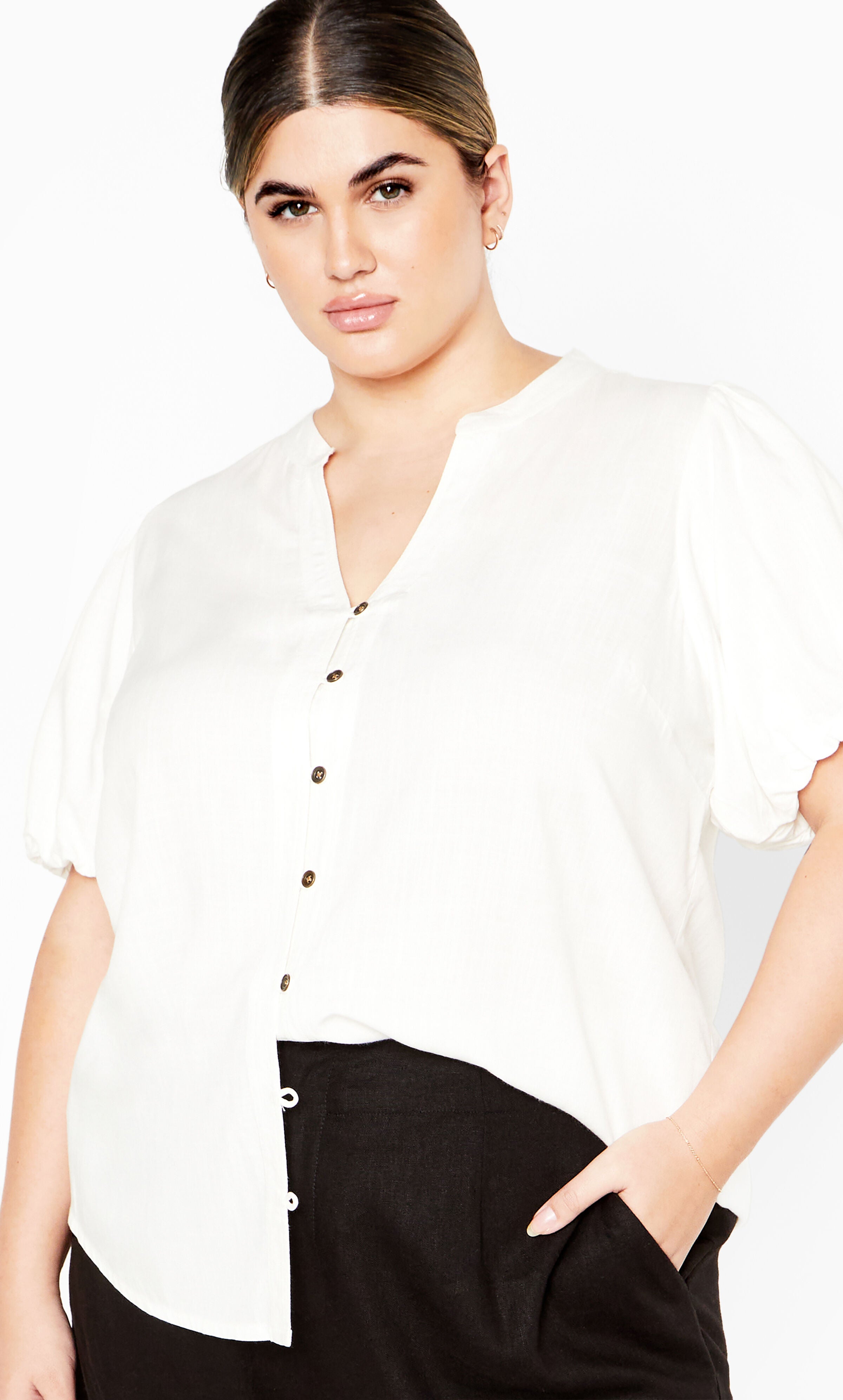 Georgia Shirt - ivory, WHITE, hi-res image number 0