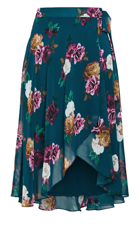 Michaela Print Skirt - teal, GREEN, alternate image number null