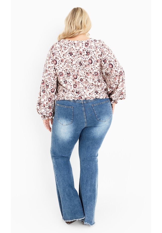 Mylah Shirred Top, FOLK FLORAL, alternate image number 5