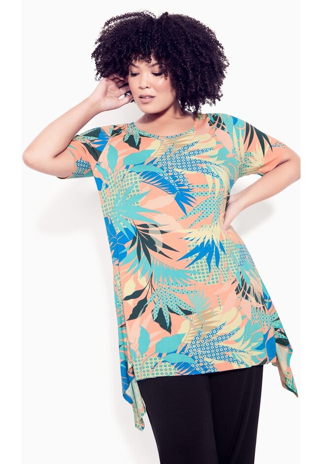 Ayla Mesh Sleeve Tunic, PINK PALM SPRINGS, hi-res image number null