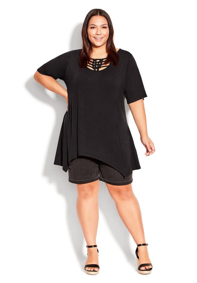 Knotted Cage Tunic, BLACK, alternate image number null