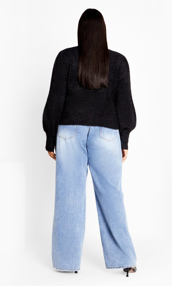 Fluffy Button Cardigan - black, BLACK, alternate image number null