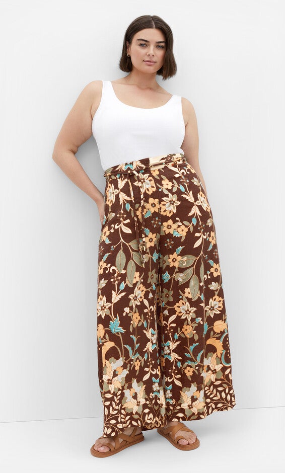 Florence Placement Pant - print, BROWN PRINT, hi-res image number 0