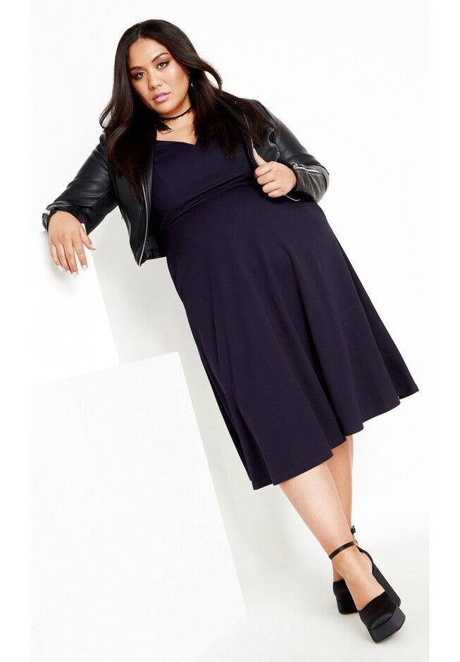 Cute Girl Elbow Sleeve Dress - navy, BLUE, on-hover image number null