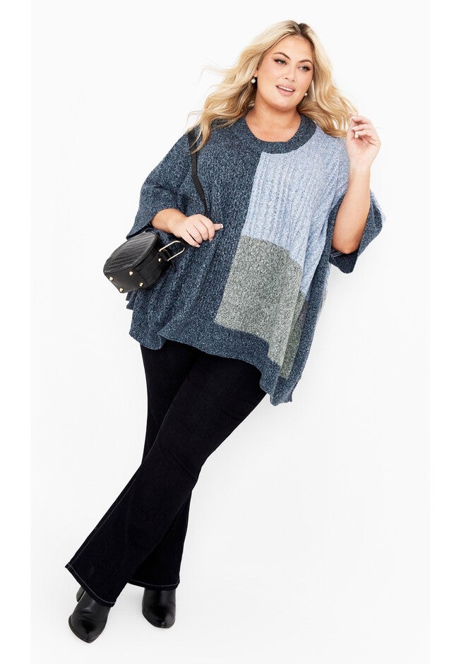 Mia Color Poncho, INDIGO, on-hover image number null