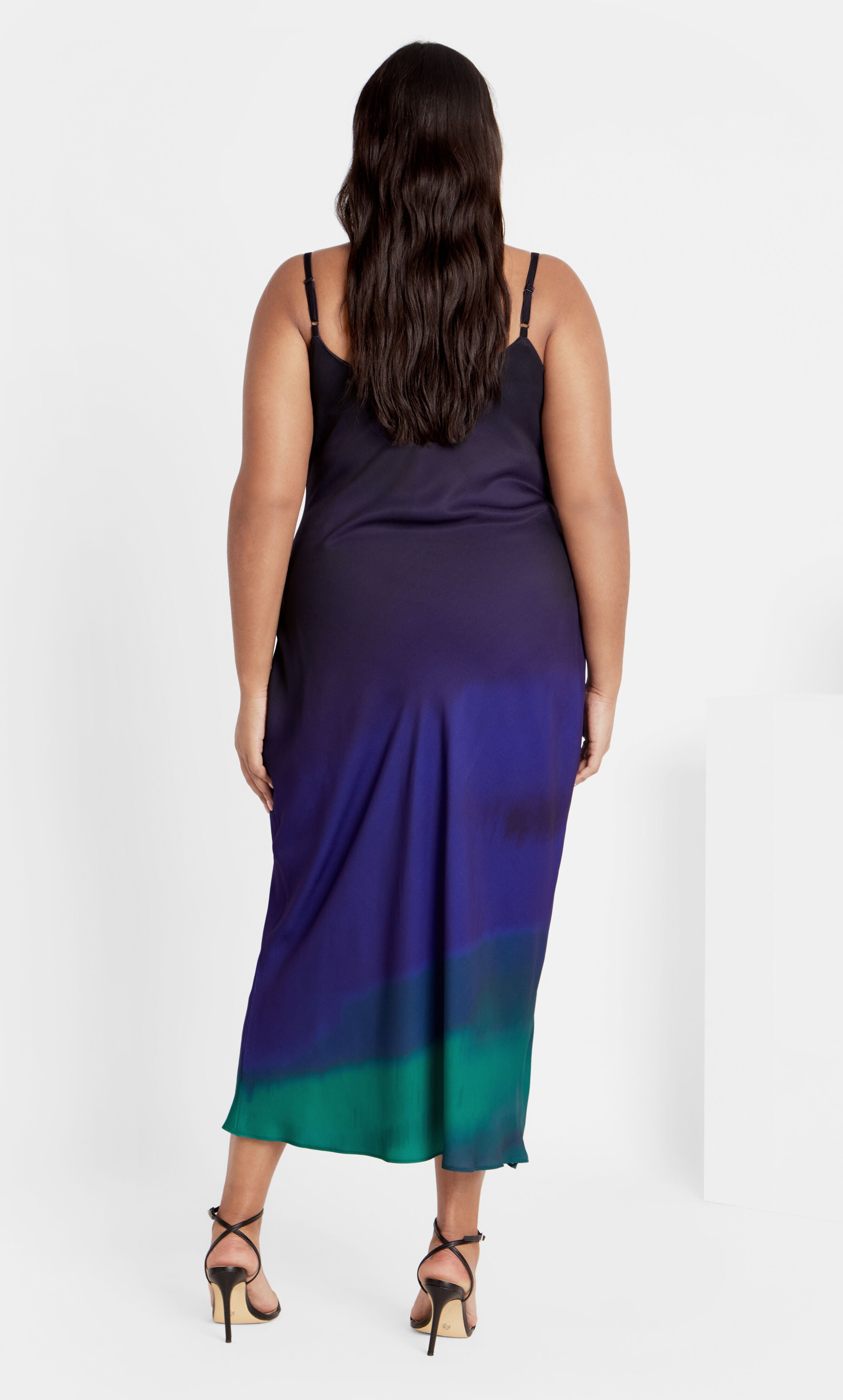 Ombre Cowl Dress - peacock, BLACK, alternate image number 2