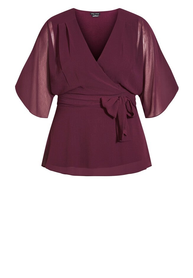 Elegant Wrap Top - spiced plum, RED, alternate image number 4