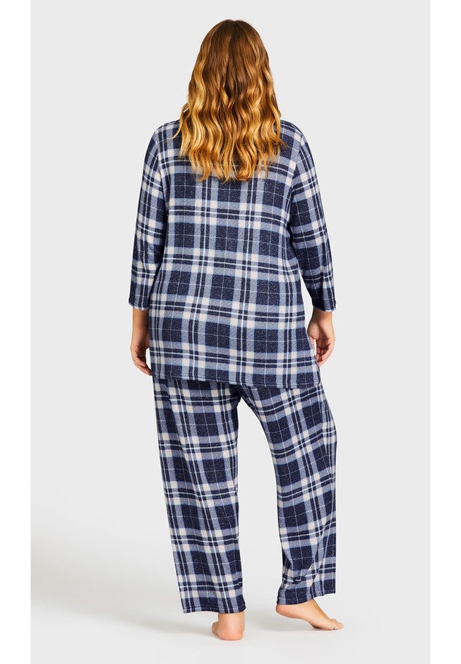 Hacci V Neck Check Top, PINK CHECK, on-hover image number 1