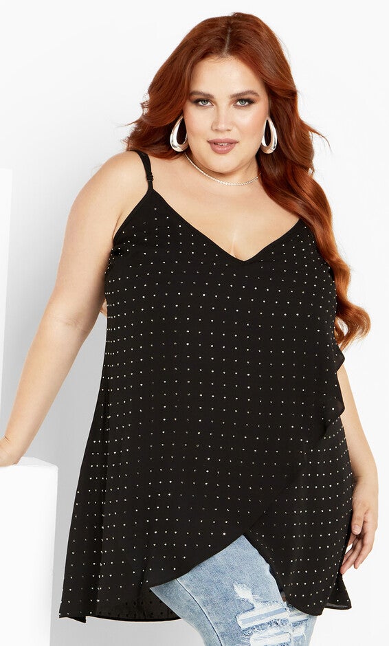 Shine Hi Lo Cami - black, BLACK, hi-res image number 0