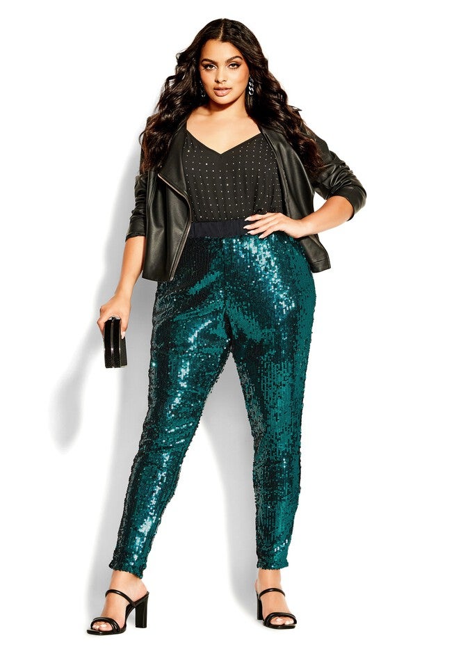 Sequin Party Pant - emerald, GREEN, alternate image number 6
