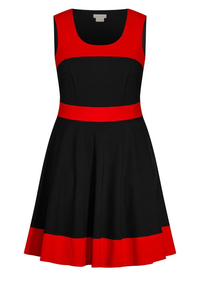 Retro Splice Dress - red, BLACK, alternate image number 2