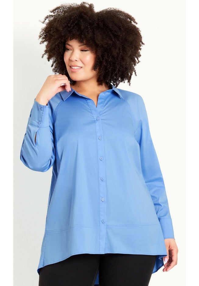 Cotton Blend Shirt - blue, BLUE, hi-res image number null
