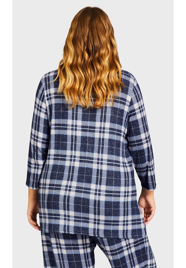 Hacci V Neck Check Top, PINK CHECK, alternate image number 4