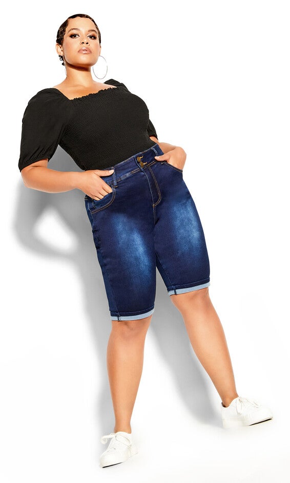 Killer Pins Double Button Cuff Short - dark denim, BLUE, hi-res image number 0
