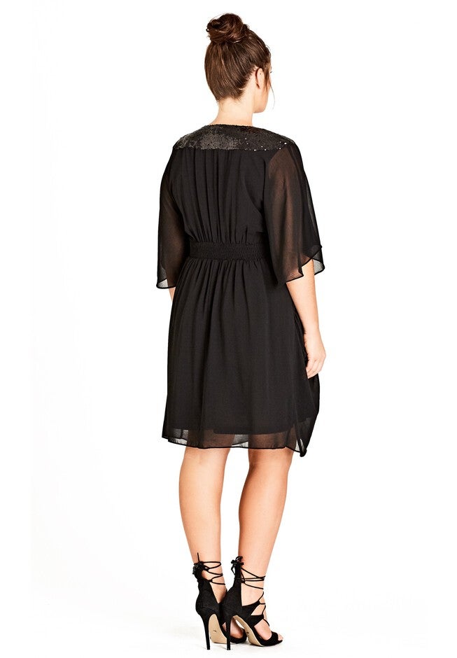Sequin Wrap Dress - black, BLACK, hi-res image number null