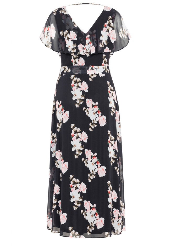 Sacred Lotus Maxi Dress - black, BLACK, alternate image number null