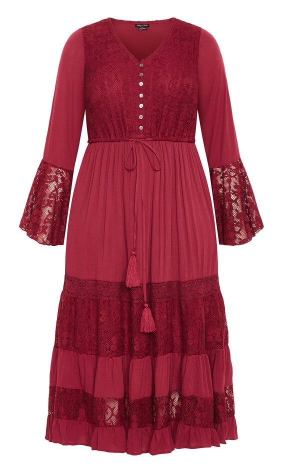 Tisha Lace Maxi Dress - shiraz, RED, alternate image number null