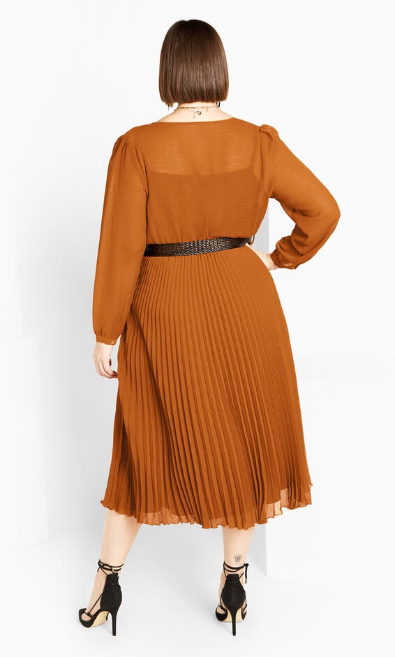 Precious Pleat Dress - caramel, CARAMEL, alternate image number null