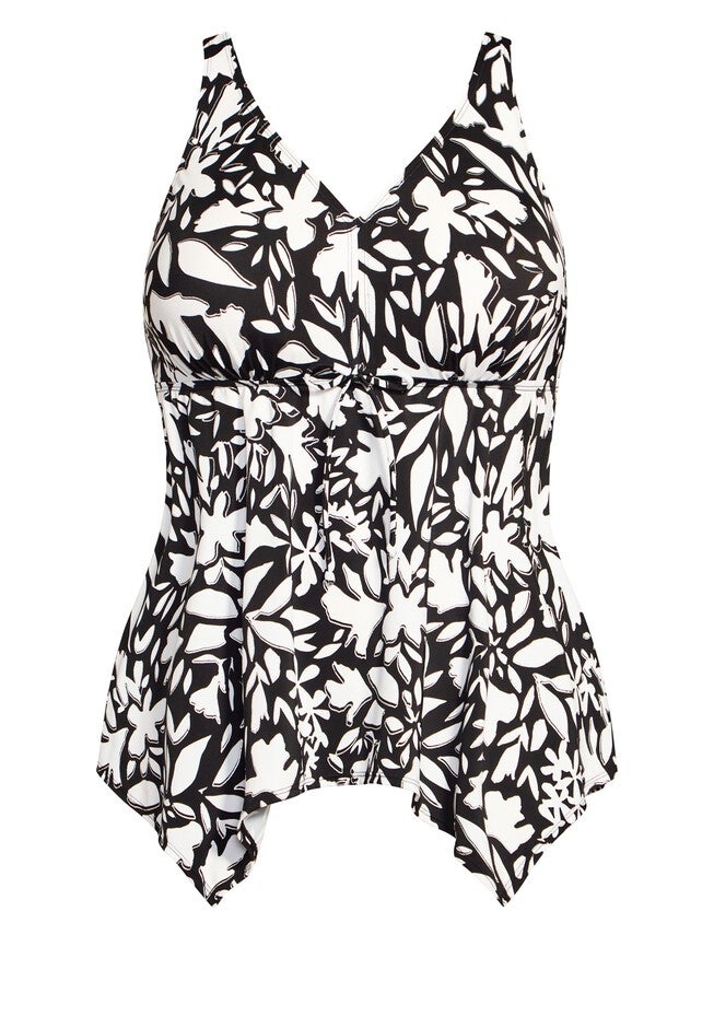 Sharkbite Print Tankini Top, MONO FLORAL, alternate image number null