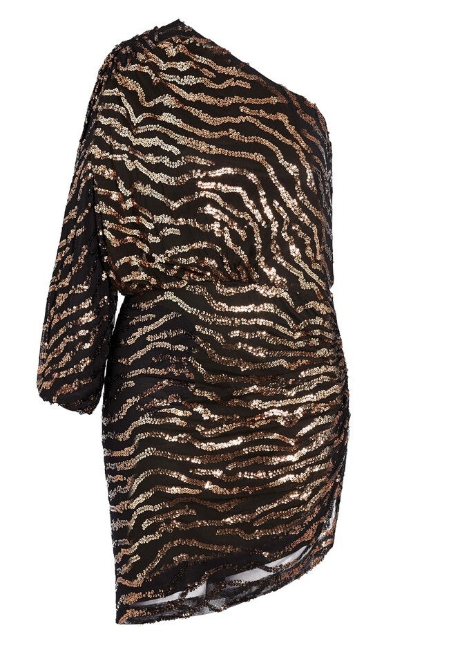 Sequin Stripe Dress - gold, YELLOW, alternate image number null