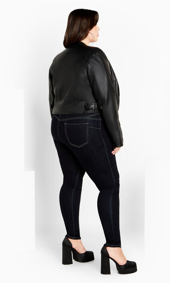 Cropped Biker Jacket - black, BLACK, alternate image number null