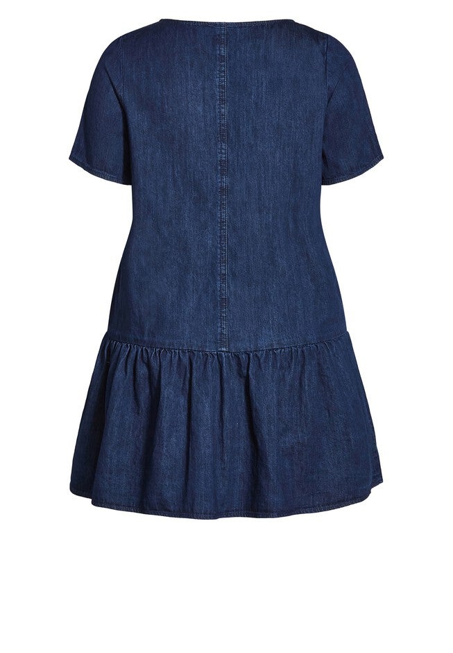 Denim Spirit Dress - dark denim, BLUE, alternate image number null