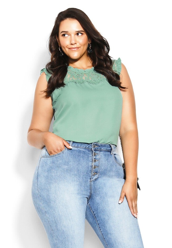 Lace Angel Top - sage, GREEN, hi-res image number 0