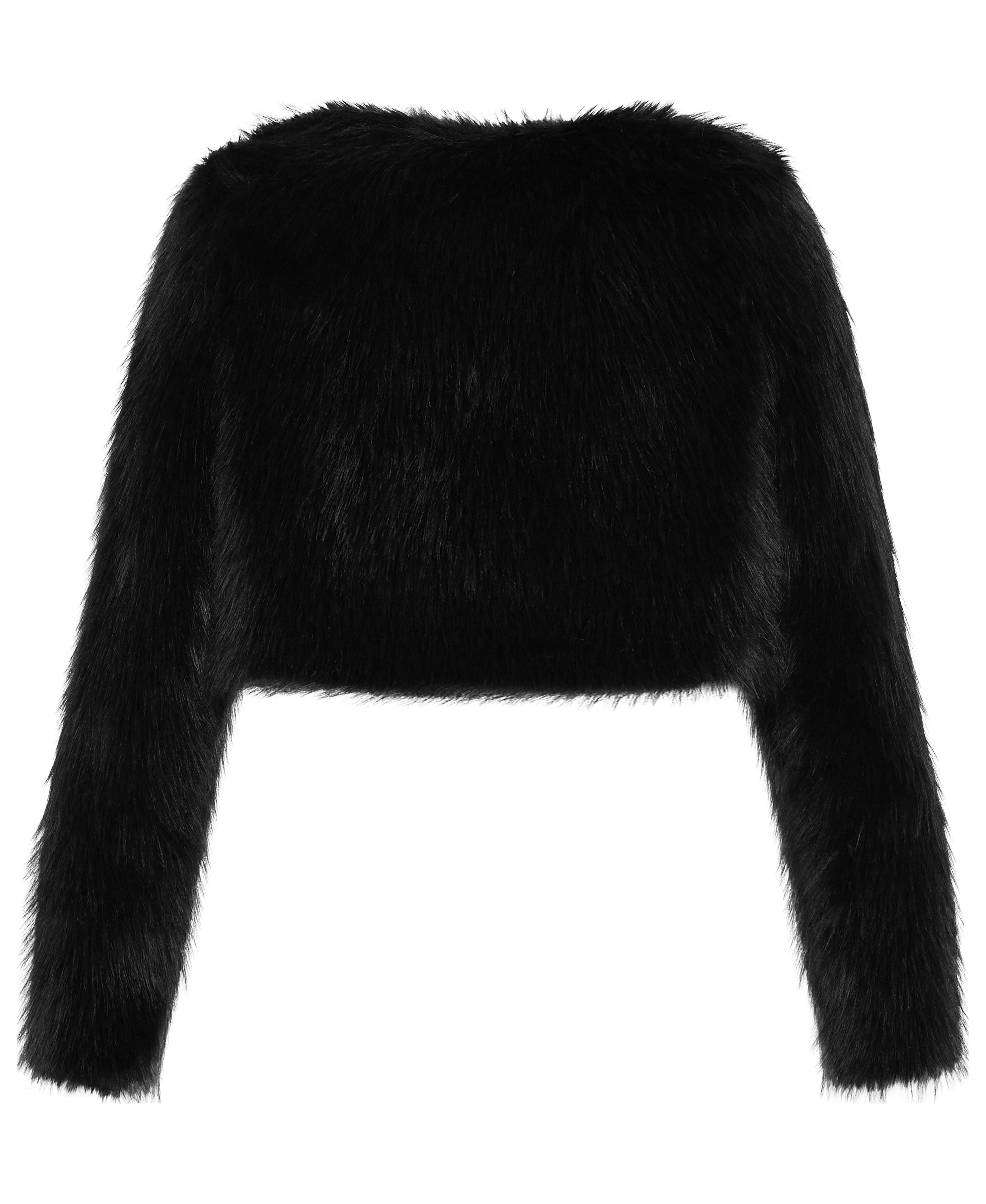 Angelica Faux Fur Crop Jacket, BLACK, alternate image number 4