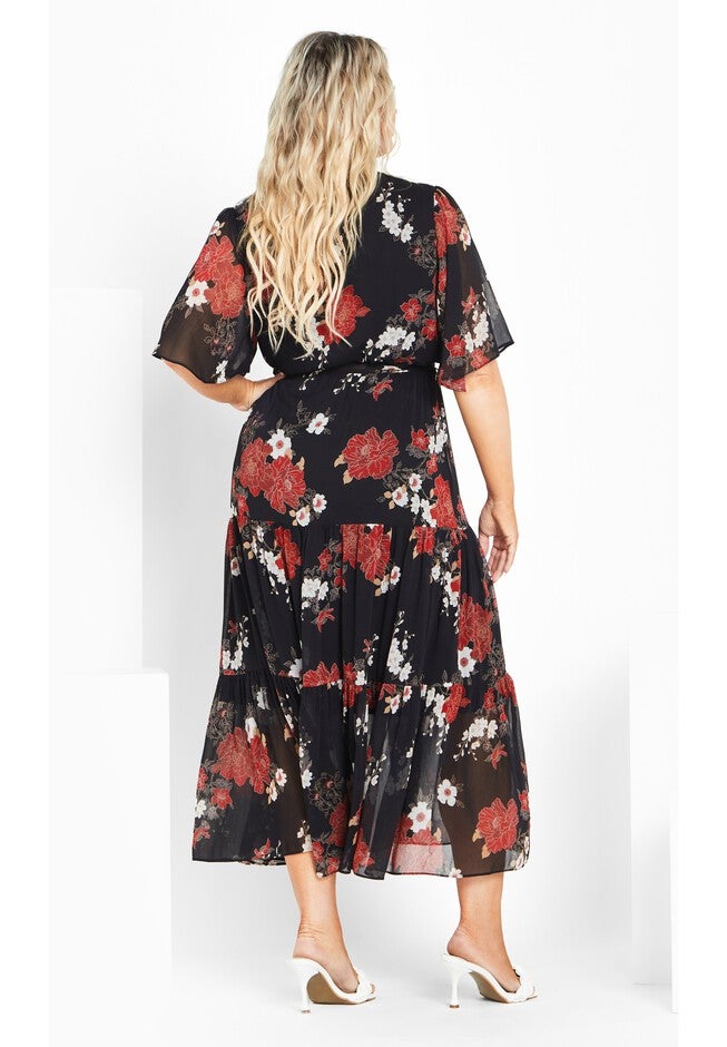 Stephanie Print Maxi Dress - black, BLACK, alternate image number null