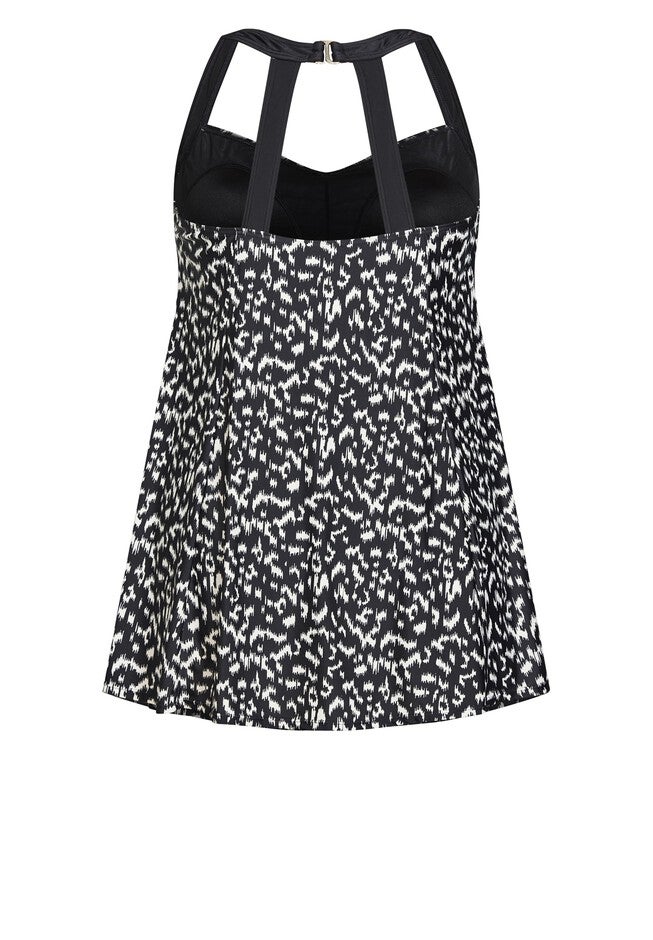 Halter Back Swim Dress, MONO IKAT, alternate image number 5