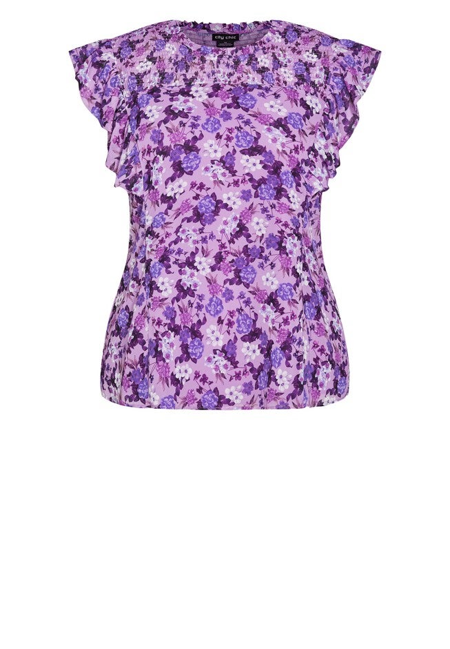 Bella Print Top - lavender, PURPLE, alternate image number null