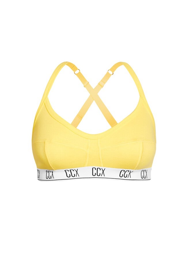 CCX Rib Crop Bra - lemon fizz, YELLOW, alternate image number 4