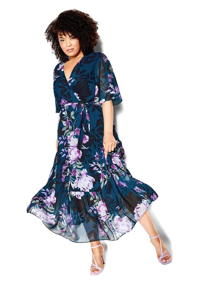 Stephanie Print Maxi Dress - teal, GREEN, alternate image number 5