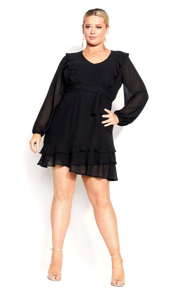Pretty Ruffle Dress - black, BLACK, alternate image number 4