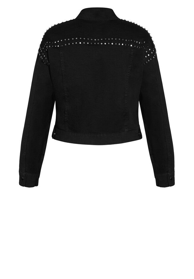 Rock Stud Denim Jacket - black, BLACK, alternate image number 4
