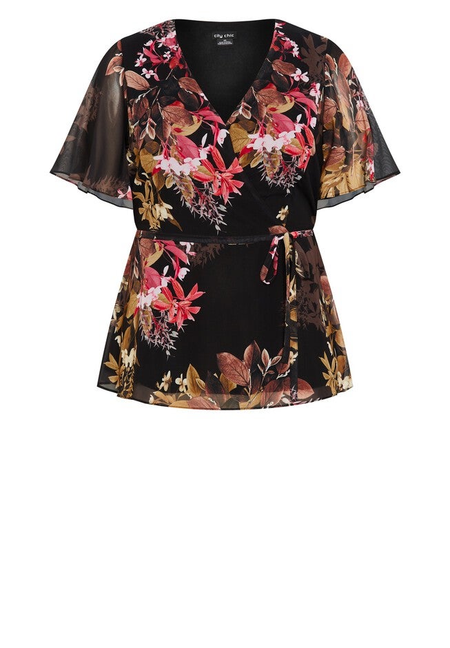 Malaga Floral Top - black, BLACK, alternate image number null