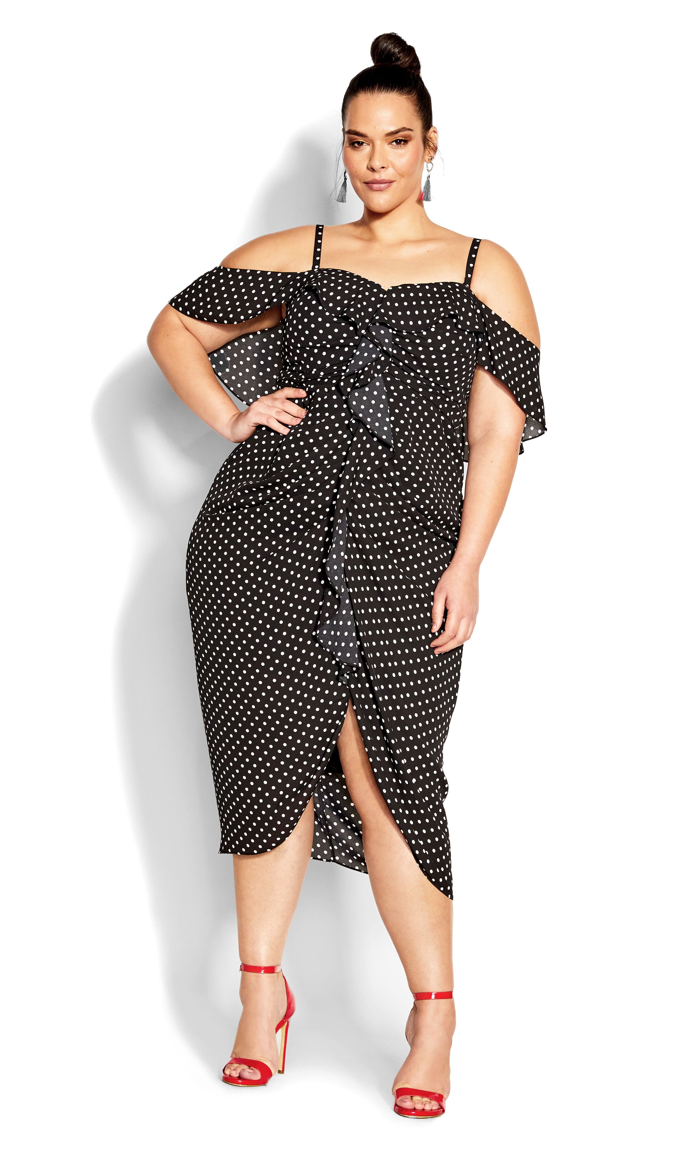 Gina Polka Dot Dress - black, BLACK, alternate image number 4