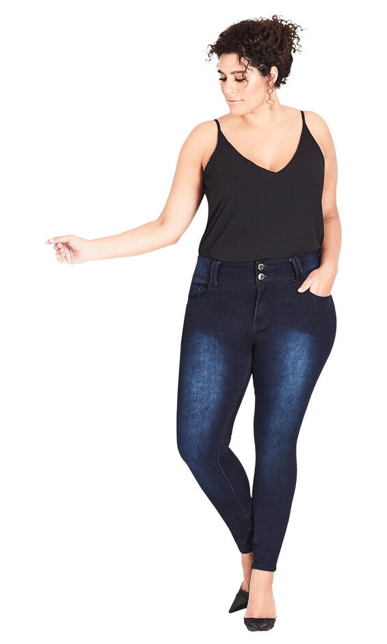 Asha Short Skinny Jean - dark denim, BLUE, hi-res image number 0