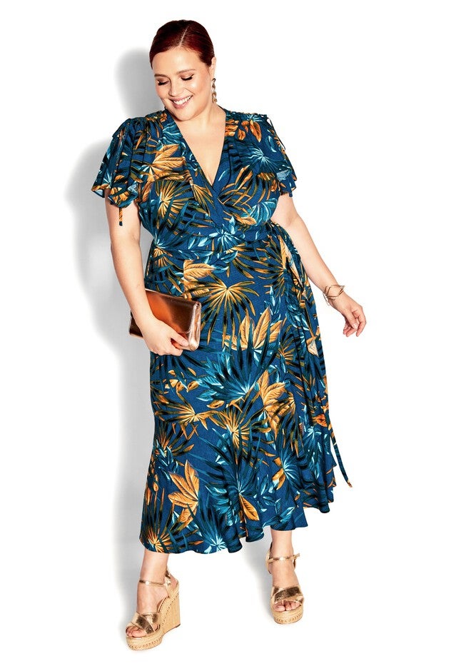Fiesta Print Maxi Dress - teal, BLUE, on-hover image number null