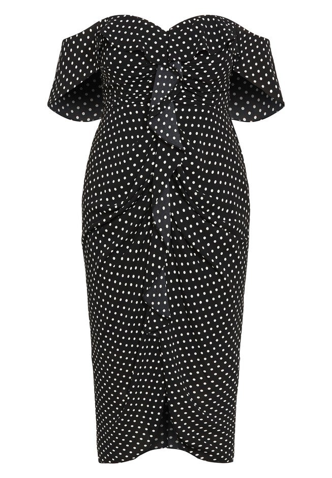 Gina Spot Dress - black, BLACK, alternate image number null