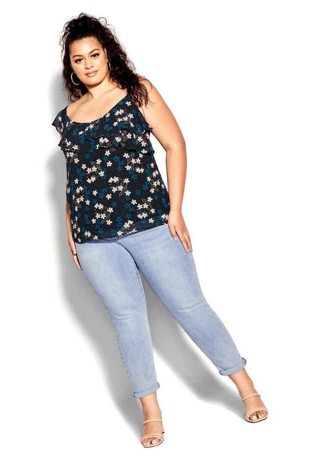 Cascade Floral Top - navy, BLUE, alternate image number null