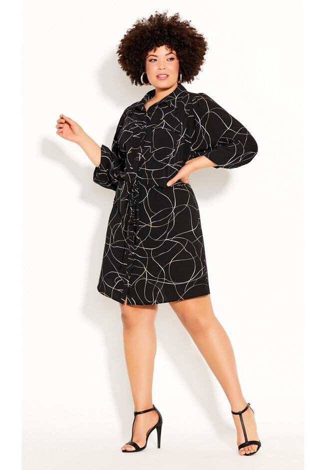 Relaxed Tie Dress - black, BLACK, hi-res image number null