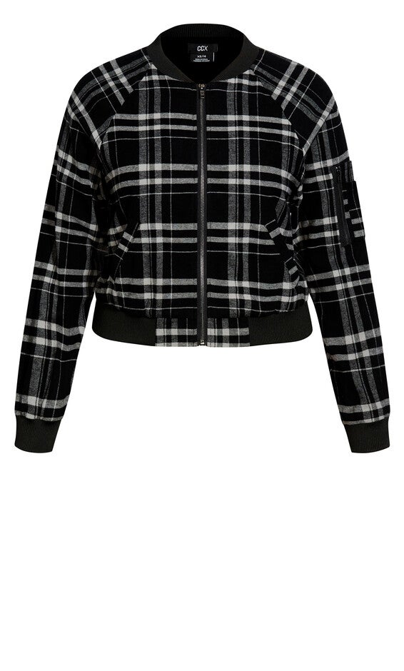 Check Bomber Jacket - black, BLACK, alternate image number 5