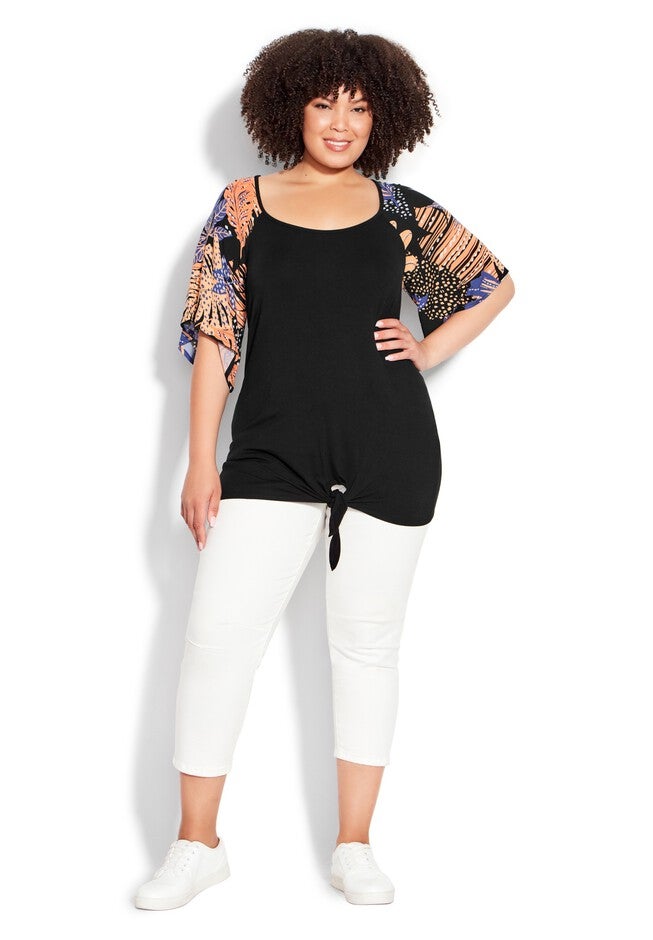 Gretta Tie Front Top, SKYLIGHT PALM, hi-res image number null