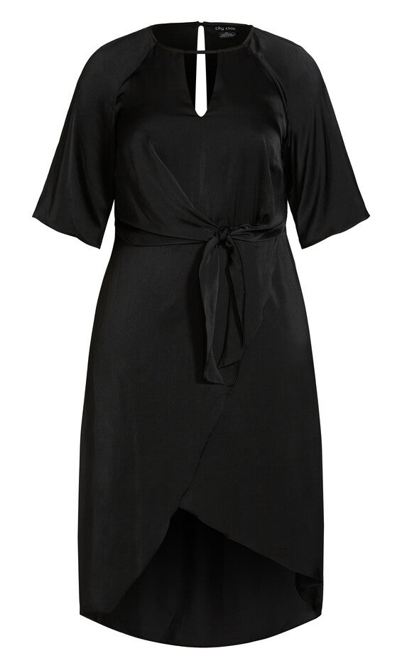Sleek Tie Dress - black, BLACK, alternate image number 2