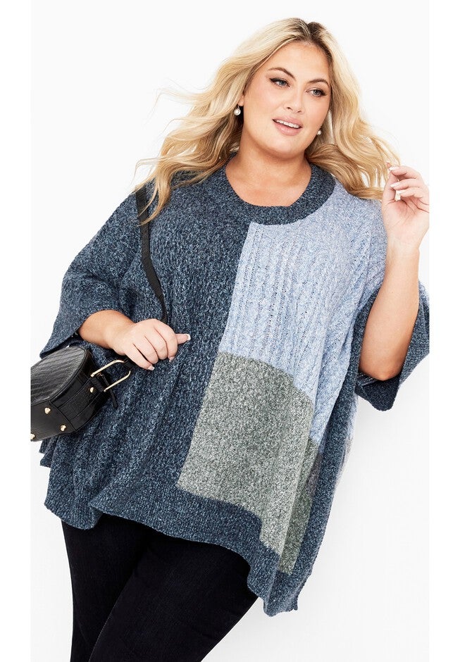 Mia Color Poncho, INDIGO, hi-res image number null